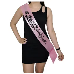 Szarfa RÓŻOWA Osiemnastka 18 Urodziny Solenizantka